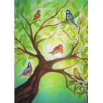 Vykort - BeD1007 - Fåglar i träd