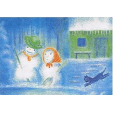 Vykort,M802 Februari Snögubbar