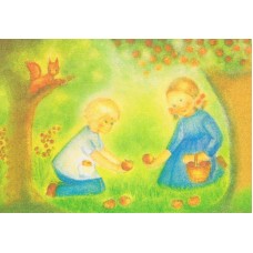 Vykort,M959 Barn plockar äpplen