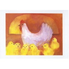 Vykort,R2888 Hönor m kycklingar
