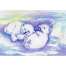 Vykort,R5196  Lekande isbjörnsungar