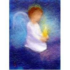 Vykort,P48 Ängel, pojke med ljus