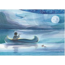 Vykort,Vr074 Indian i kanot