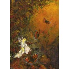 Vykort,W3001 Älvor och fjärilar