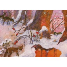 Vykort,W3010 Räv o smådjur i snö