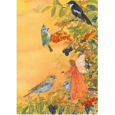 Vykort,W3035 Älva med fåglar