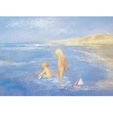 Vykort,Mz324 Barn leker i sjön