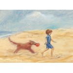 Vykort - MvZ353- Pojke med hund på stranden