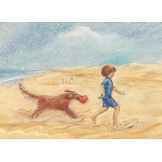 Vykort,Mz353 Pojke med hund på stranden