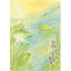 Vykort,Mz442 Älva med grodor i dammen