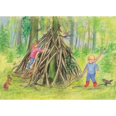 Vykort,Mz454 Barn bygger koja